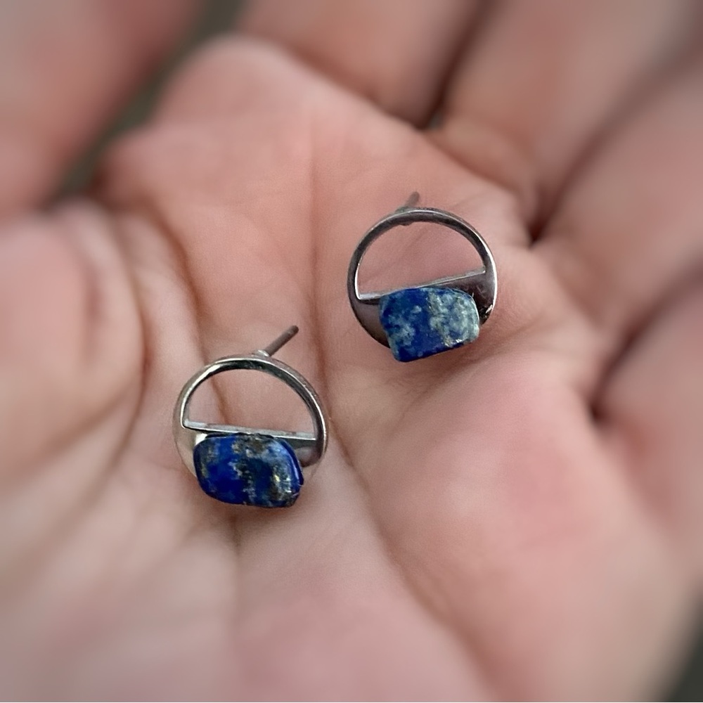 3/$40 Handcrafted Lapis Lazuli Stone & Silver Earrings Hypoallergenic